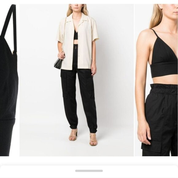 Sandro Paris Black Elegant V Neck Triangle Crop Top - Size 3 M/Large (8-10) NWT - Picture 3 of 11